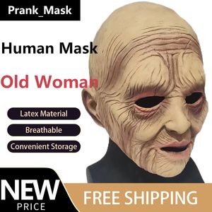 Old Woman Mask Halloween Costume Free Shipping Character Facial Human Mask Cosplay Latex Mask Funny Props Toys Party Toys & Supplies Mask Gift