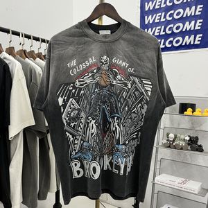 Yıkanmış Graffiti T-Shirt Erkek Kadın En İyi Kalite Vintage Büyük Tişört Üst Tees