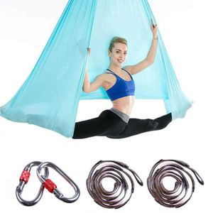 Flying-Aerial Yoga Hammock Fabric Swing Latest Multifunction Anti-gravity Yoga belts for yoga training Pilates for spor Full set H1026 205l