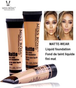 Miss Rose Brand Makeup Matte Wear Liquid Foundation Maquiagem 10 Colors Face Cream Base Foundation Fond de Teint Concealer1877024