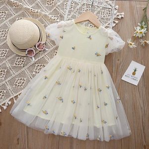 Abiti da ragazza Annabelle Kid's Princess Abito Flower Pattern Floral Children for Wedding Party Short Short White Vestido