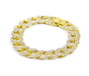الهيب هوب مثلج أساور رينستون bangle رجال الذهب مملوءة ميامي كوبية الرابط 8 بوصة سلاسل للرجل المجوهرات عالية الجودة الموضة 1178891