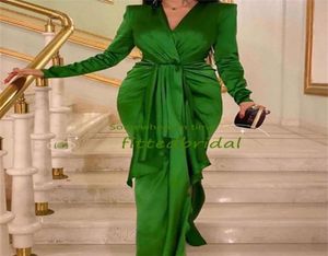 Green Mermaid Prom Dresses Long Sheeve Plus Size Formell aftonklänning Appliced ​​Elegant Party Gowns Dress4380138