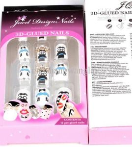 Dicas de unhas Novo 2013 Tampa completa acrílica Falsa unhas 12 caixas Manicure francesa Acrílico UNIFPIES 3D PERIGOS FALSOS PRE Design Nail TI5391204