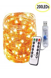 Luzes de corda de corda LED 5m20m Lâmpadas de fada da rua de natal Remoto ao ar livre para patio jardim de casas de árvore em casa Decoração de casamento343b6395105