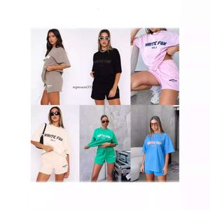 white foxxs shorts 2024 New Fashion Casual Loose Trendy Letter English Printed T-shirt Shorts Set for Women