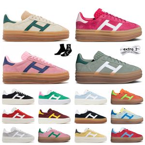 Kvinnor plattform djärva designer casual skor grädde collegiate grön mocka läder rosa glöd gummi vit svart röd super pop platta tränare plattforms-kvinnliga sneakers