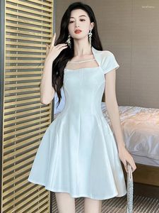 パーティードレス2024甘いガーリー女性のフレンチショートドレスエレガントな白いスイングボールガウンfemme prom vestidos mujerホリデーデート服