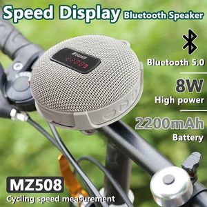 Portabla högtalare 8W High Power LED Digital Display Wireless Bicycle Bluetooth Speaker Portable Outdoor Soundbox Cycling Subwoofer Handsfree Call J0505