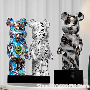 Objetos decorativos Figuras de 28 cm de resina violenta estátua urso urso escultura decoração em casa sala de estar no escritório presente de férias t240505