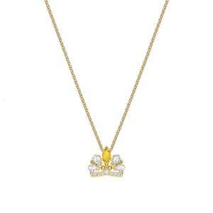 neckless for woman Swarovskis Jewelry Matching Gold Crown Shape Small Bee Necklace Female Swarovski Element Crystal Clavicle Chain