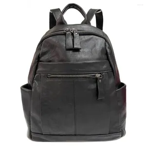 Bolsas escolares nesitu de alta qualidade vintage a4 grãos de grão de couro genuíno feminino feminina feminina feminina saco de viagem preto m5019