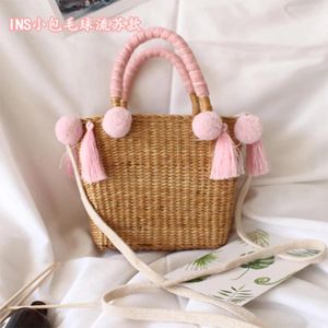 Bag 2024 Beach Bohemian Handmade Kinted Travel Crossbody Shoulder Bags Women Straw Box Rattan Tassel Bolsa Feminina