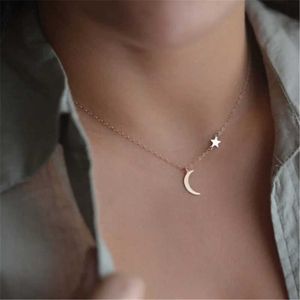 Hänghalsband 2024 Romantic Moon Star Pendant Womens clavicle halsband charmiga temperatursmycken som en alla hjärtans dag gåva till flickvänner Q240430