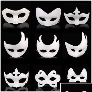 Partymasken weiß unbemaltes Gesicht einfach/leer Papier PP Maske DIY Tanz Weihnachten Halloween Masquerade Za4617 Drop Lieferung nach Hause Gard Dhhuw