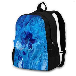 Backpack Blue Lava For Student School Laptop Travel Bag Sea Ocean Abstract Acrylic Painting Water