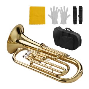 Instruments Muslady Brass B Flat Baritone Bb Wind Instrument Gold Lacquer Surface with Carry Case Mouthpiece Gloves Cleaning Cloth Baritone