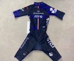 Racing Sets a laser Cut Skinsuit 2024 GrupoMa FDJ Team Bodysuit Struck Cycling Jersey Bike Roupas de bicicleta Maillot Ropa Ciclismo