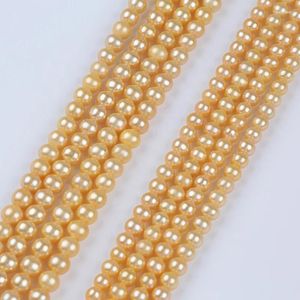 Chains 7-8mm/8-9mm Dyed South Ocean Gold Color Freshwater Near Round Pearls Beads Strand For Jewelry Making