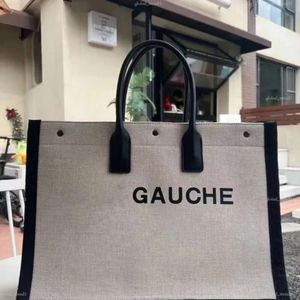 Rive gauche Tote Bag Designer Beach Bolsa Bolsa Mulheres Canvas Terceira bolsa Couro de grande capacidade Bola de luxo Bola de compras Top Satchel Totes 721