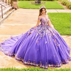 Luksusowe różowe kwiatowe sukienki Quinceanera Koronka aplikacja księżniczka suknia balowa vestidos de sweetheart Sweet 16 Sukienka