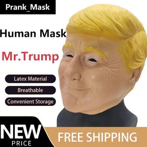 2024 Trump Mask Cadılar Bayramı Kostüm Ücretsiz Nakliye Karakter İnsan Yüz Maskesi Cosplay Lateks Maske Komik Sahne Oyuncak Oyuncakları Malzeme Maske Hediyesi