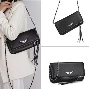 Luxo Bag Wings Wings-Diamond-Ironizador de Diamante Plain Messenger Sheepskin Leather Zadig et Voltaire Bolsas Crossbody
