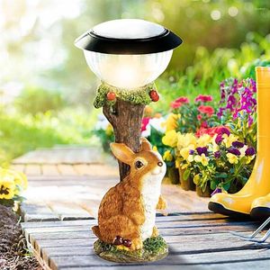 مصابيح طاولة LED LED Solar Light Little Animal Sculpture Resin Craft تمثال فانوس الحلي حديقة شرفة غرفة نوم مصباح المنزل