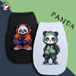Pet Summer New Cartoon Panda Print Vest Cat/Dog Liten och medelstora andningsbara klädtoppar är mångsidiga