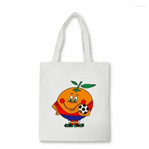 Bolsas de compras Espanha 82 Impressão gráfica Bolsa de compras Moda World Football jogador de futebol 1982 Artão de arte para adolescentes Estudantes de alta capacidade