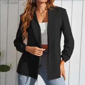 Women's Suits Autumn Temperament Coat Long Sleeve Solid Color Suit Collar Single Breasted