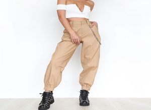 Eleganckie cienkie spodnie łańcuchowe Pole Harem Pants Kobiety Hip Hop Streetwear Workowane imprezowe spodnie Pieki Praca Praca solidna luźna pantalon9457070