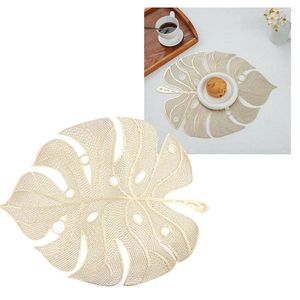 Table Mats 6/4pcs Hollowed Out Leaf Placemats Pvc Anti Slip Insulation Party Luxury Decoration Dining Mat Pad Home Light Y6b7