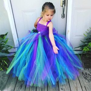 Девушка платья красивые девушки павлин -перо платье деть детские крючко