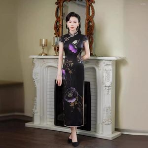 Этническая одежда высококачественная шелковая шелковая Qipao Cheongsam Top юбка для банкетной одежды платье вечернее ношение высококачественных специализированных дизайна специального интереса