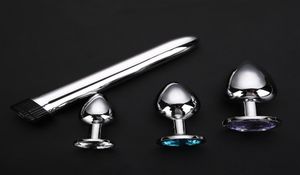 Huofeng 4 pcSset Crystal Metal Anal Plugs Vibrator Sex Toys for Men Women Gay Anal Anal Stainless Plug Sex Toys Vibratando Y189291488376