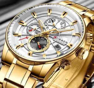 Titta på män Topp Curren Gold Sport Waterproof Quartz Watches Mens Chronograph Date Mane Clock Relogios Masculino2850431