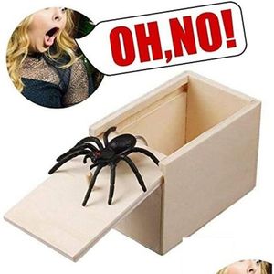 Altre forniture festive per feste in legno Prank Spider Spalime Box Den in caso di scherzetto scherzo Scarate Gag Delivery Delivery Delivery Home Garden Dh6Ck