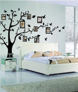 Stor familj Po Frame Tree Bird Citat Wall Sticker Art Decals Big Tree For Po Wall Stickers For Home Decor237W1085058