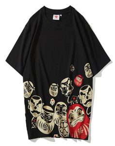 Men039s TShirts Daruma Japanese Print Tshirt Tattoo T Shirt Unisex Couples Summer Short Sleeve Hip Hop Cotton Tops Tee4559517