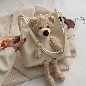 Umhängetaschen Korea ulzzang Vintage Frauen Tasche PU Bär Casual Messenger Chic Handtasche Ins große Kapazität Süßes Single