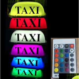 Other Exterior Accessories Diy Led Taxi Cab Sign Roof Top Car Super Bright Light Remote Color Change Rechargeable Battery For Driver Dhmui