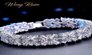 Wong Rain Romantic Mite 100 925 Серебряное серебро создано MOISSANITE GEMSTOSTE BUINSTOSTEN BANGLE BURSK BRACELETS Ювелирные изделия целые CX9646708