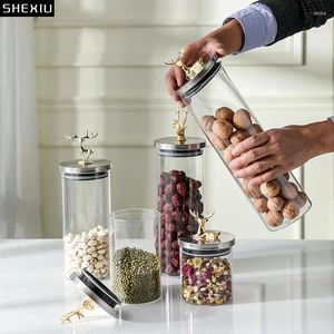 Storage Bottles Glass Jars Sealed With Cover Food Grains Tea Leaf Coffee Beans Candy Jar Kitchen Container