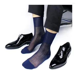 Erkek çorap şeffaf resmi elbise erkekler iş takımları ince şeffaf yüksek kaliteli erkek marka yumuşak
