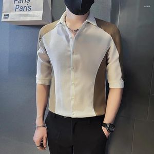 Erkekler Sıradan Gömlekler 2024 İngiliz Tarzı Yarım Kollu Gömlek ve Şık Tasarım Sense Lapel Lüks Giyim 4xl-M