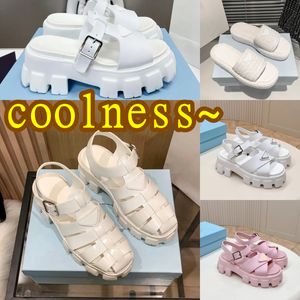 Designer Sandaler gummitjock Soled Baotou Ladies Casual höjande Buckle Woman Luxury White Outdoor Beach Coolness Trainal Sandal med låda storlek 35-40