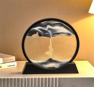 3D Questside Decor Picture круглое стекло движущееся песчаное искусство в движении. Протез песчаной рамы для домашнего декора картины wroodglass 22079898077
