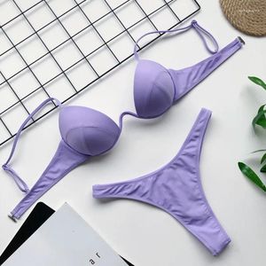 Kvinnors badkläder sexigt tryck underwire bikini set 2 piece v wire push up baddräkt