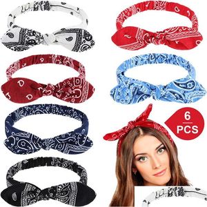 Party Favor Knotted Elastic Hair Band Rabbit Ears 6 Färger Enkel stil pannband Ståltråd Fixing Lady Accessories Travel Memorial DHGFB